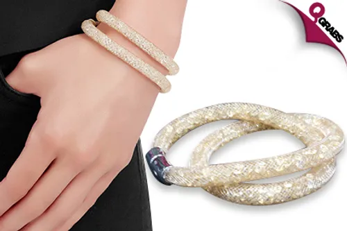 For QR29, Glitz Your Wrists with Stardust Mesh & Crystal Bracelets! (QR49 Value)